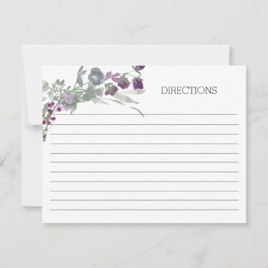 Waterverf Wildflower Lavender Wedding Recipcard Notitiekaartje (Achterkant)