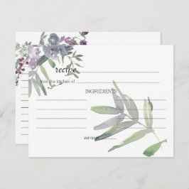 Waterverf Wildflower Lavender Wedding Recipcard Notitiekaartje
