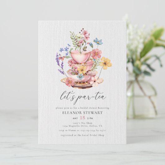 Waterverf Wildflower Lets Partea Vrijgezellenfeest Kaart (Staand voorkant)