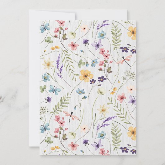 Waterverf Wildflower Lets Partea Vrijgezellenfeest Kaart (Achterkant)