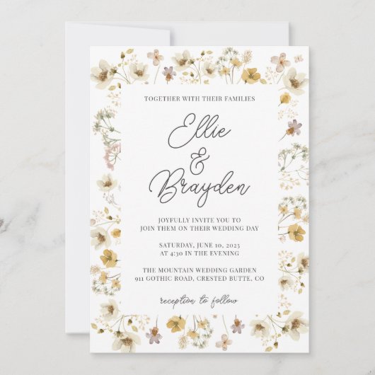 Waterverf Wildflower Lijst Weddenschap Kaart (Voorkant)