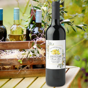 Waterverf Wildflower Limoncello Flesetiket Wijn Etiket