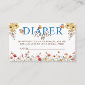 Waterverf Wildflower Luier Raffle Baby shower Informatiekaartje (Voorkant)