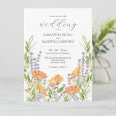 Waterverf Wildflower Maximalist Wedding Theme Kaart (Staand voorkant)