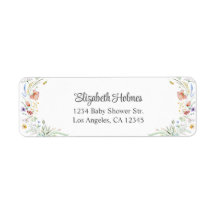 Waterverf Wildflower Meadow Baby shower Adres