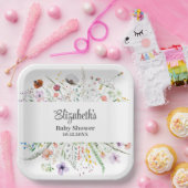 Waterverf Wildflower Meadow Baby shower Papieren Bordje (Feest)