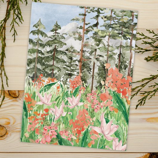 Waterverf Wildflower Meadow Bloemen Briefkaart