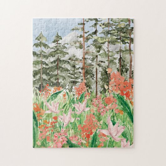 Waterverf Wildflower Meadow Bloemen Legpuzzel (Verticaal)