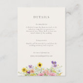 Waterverf Wildflower Meadow Bruiloft Details Informatiekaartje (Voorkant)