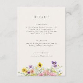 Waterverf Wildflower Meadow Bruiloft Details Informatiekaartje