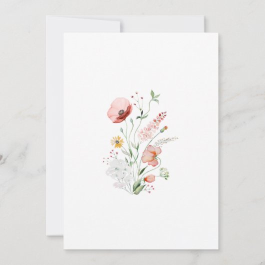 Waterverf Wildflower Meadow Bruiloft Uitnodiging (Achterkant)