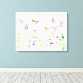 Waterverf Wildflower Meadow Canvas Print (Insitu (Houten vloer))