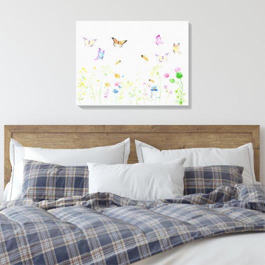 Waterverf Wildflower Meadow Canvas Print (Insitu (Slaapkamer))