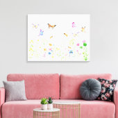 Waterverf Wildflower Meadow Canvas Print (Insitu (Woonkamer))