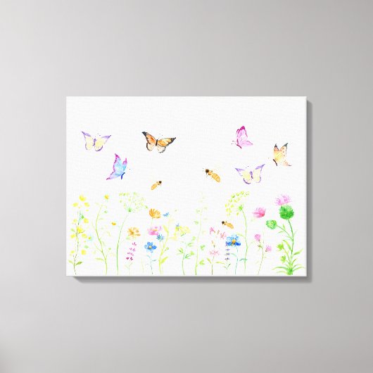 Waterverf Wildflower Meadow Canvas Print (Voorkant)