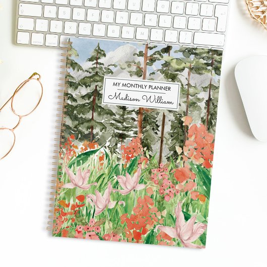 Waterverf Wildflower Meadow Floral Maandelijks 202 Planner