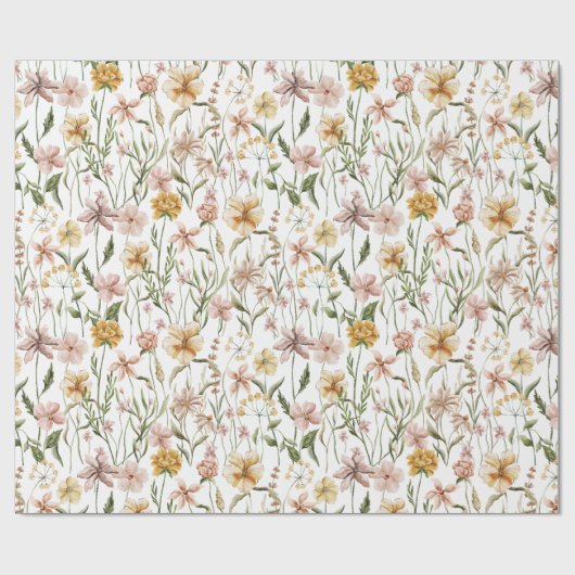 Waterverf Wildflower Meadow Floral Pattern Cadeaupapier (Vlak)