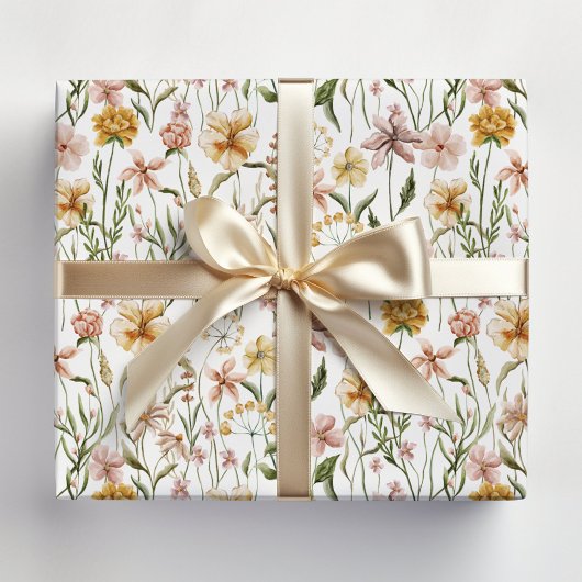 Waterverf Wildflower Meadow Floral Pattern Cadeaupapier