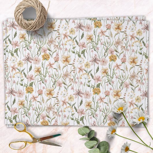 Waterverf Wildflower Meadow Floral Pattern Tissuepapier