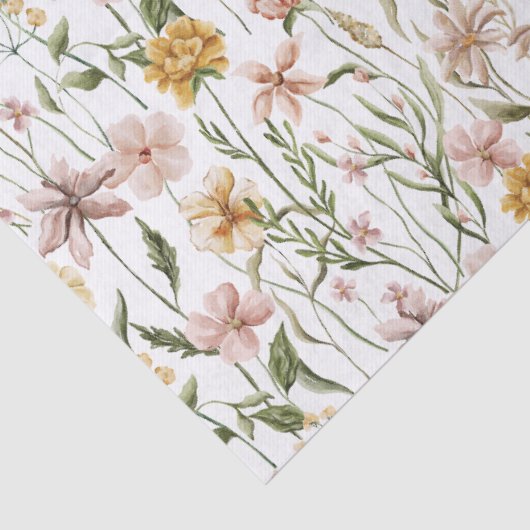 Waterverf Wildflower Meadow Floral Pattern Tissuepapier (Detail)