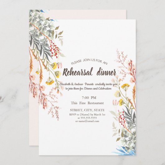 Waterverf Wildflower Meadow Gedroogd Kaart (Voorkant / Achterkant)