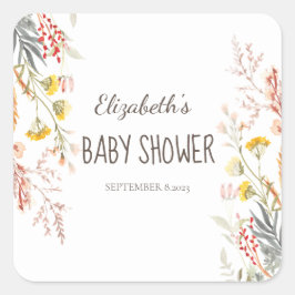 Waterverf Wildflower Meadow Gedroogd Vierkante Sticker