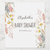 Waterverf Wildflower Meadow Gedroogd Wijn Etiket (Enkel label)