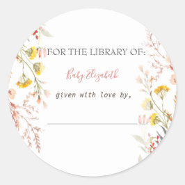 Waterverf Wildflower Meadow Gedroogde Zwangerschap Ronde Sticker