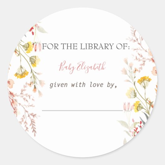 Waterverf Wildflower Meadow Gedroogde Zwangerschap Ronde Sticker (Voorkant)