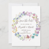 Waterverf Wildflower Meadow krans Bewaar de datum Save The Date (Voorkant)