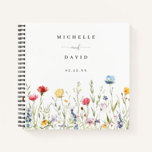 Waterverf Wildflower Meadow Wedding Guest Book Notitieboek (Voorkant)