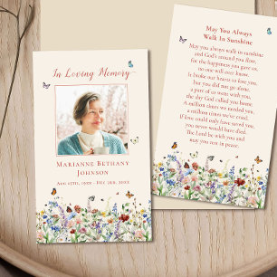 Waterverf Wildflower Memorial Funeral Prayer Kaart