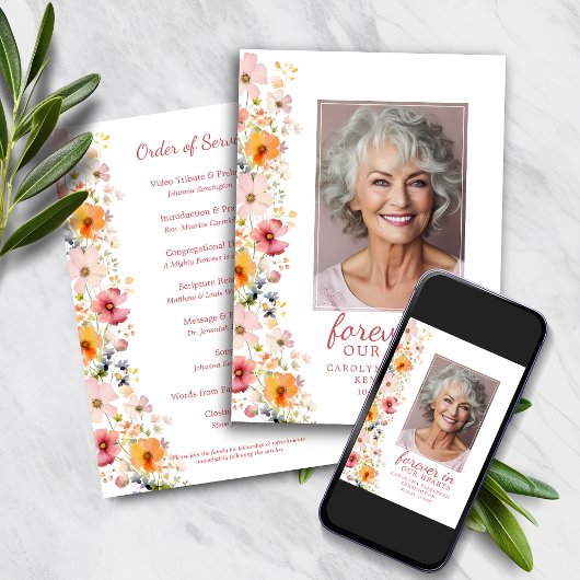 Waterverf Wildflower Memorial Service Programma