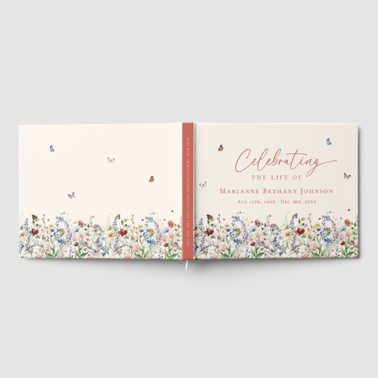 Waterverf Wildflower Memorial viering van het leve Gastenboek (Volledig)