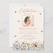 Waterverf Wildflower Memorial viering van het leve Kaart (Voorkant)