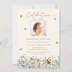 Waterverf Wildflower Memorial viering van het leve Kaart