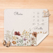 Waterverf  Wildflower Milestone Baby Sherpa Deken