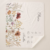 Waterverf Wildflower Milestone Baby Sherpa Deken (Voorkant)