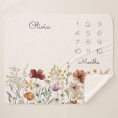 Waterverf  Wildflower Milestone Baby Sherpa Deken (Voorkant (horizontaal))