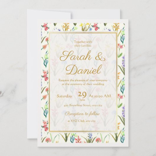 Waterverf Wildflower Millefleur Kaart (Voorkant)