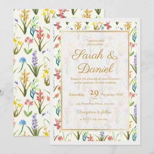 Waterverf Wildflower Millefleur Kaart (Voorkant / Achterkant)