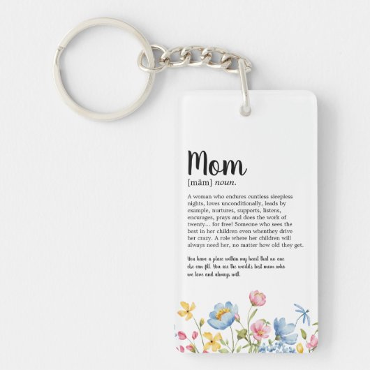 Waterverf Wildflower Mom Definitie Sleutelhanger (Voorkant)