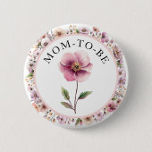 Waterverf Wildflower Mom wordt Button - Dusty Pin (Voorkant)