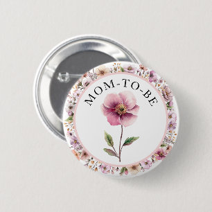 Waterverf Wildflower Mom wordt Button - Dusty Pin