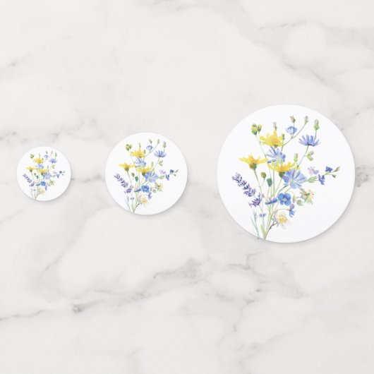 Waterverf Wildflower Monogram Bruiloft Confetti (Voorkanten)
