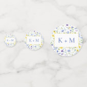 Waterverf Wildflower Monogram Bruiloft Confetti (Achterkanten)