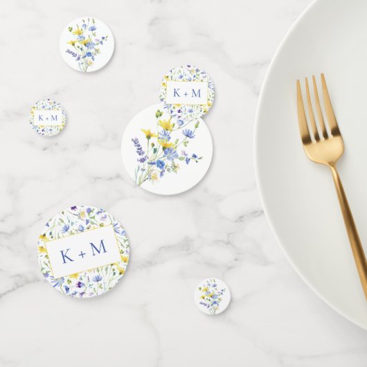 Waterverf Wildflower Monogram Bruiloft Confetti (Groep)