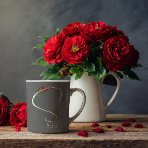 Waterverf Wildflower Monogram Grijze Koffie mok