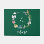 Waterverf Wildflower Monogram Huis Vlag Deurmat (Voorkant)