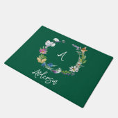 Waterverf Wildflower Monogram Huis Vlag Deurmat (Schuin)